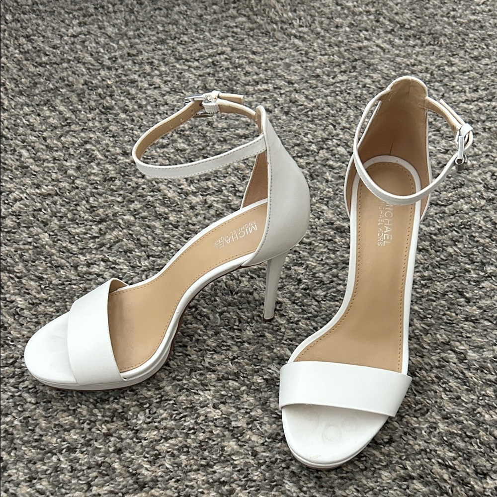 Michael Kors White Ankle-Strap Stiletto Sandals